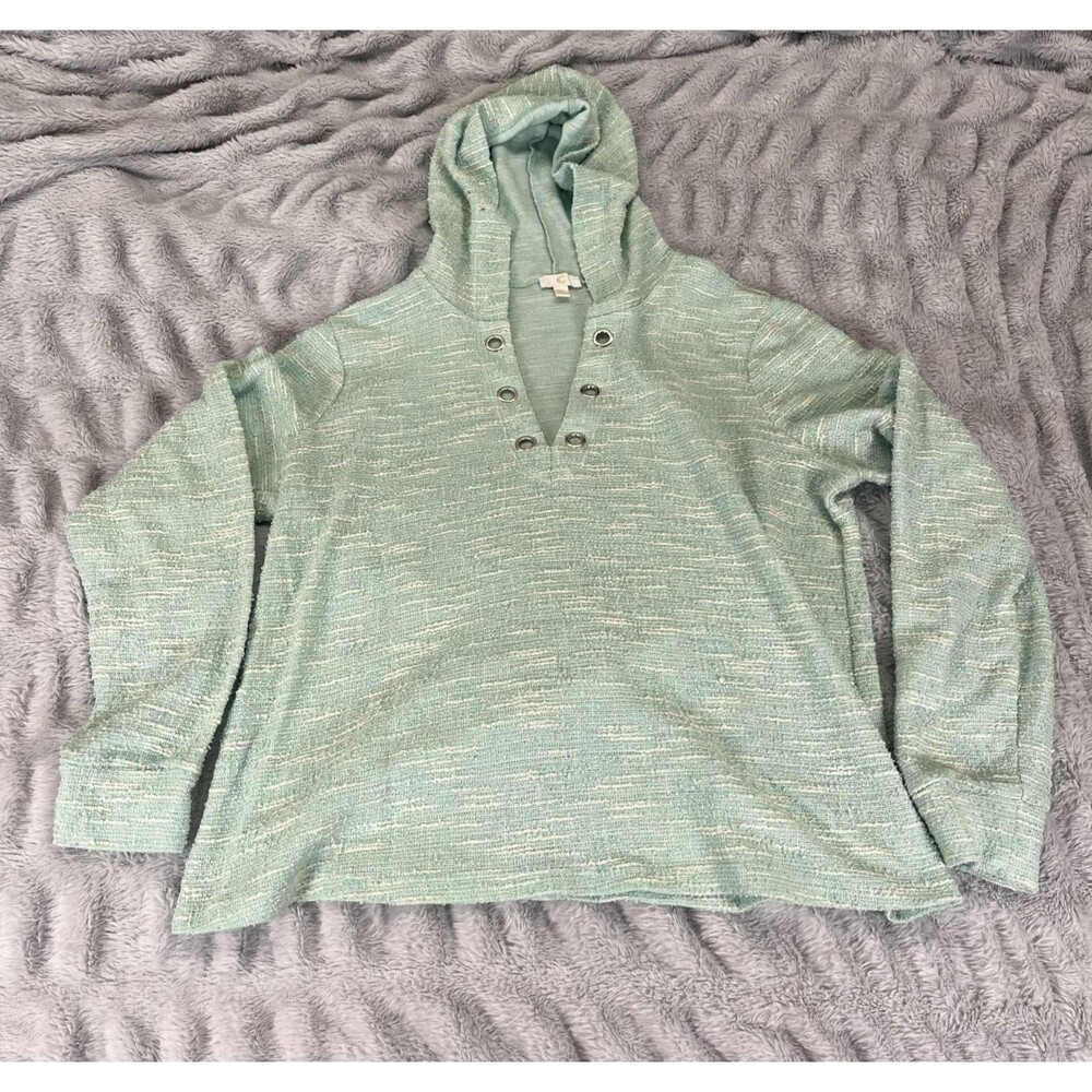 Charming Charlie Hoodie Womens XL Green Pullover Long Sleeve Costal Living Boho